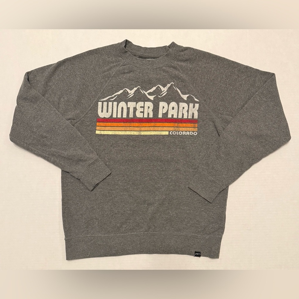 Techstyles Retro Mountain Winter Park Colorado Crewneck Sweatshirt Gray Size S
